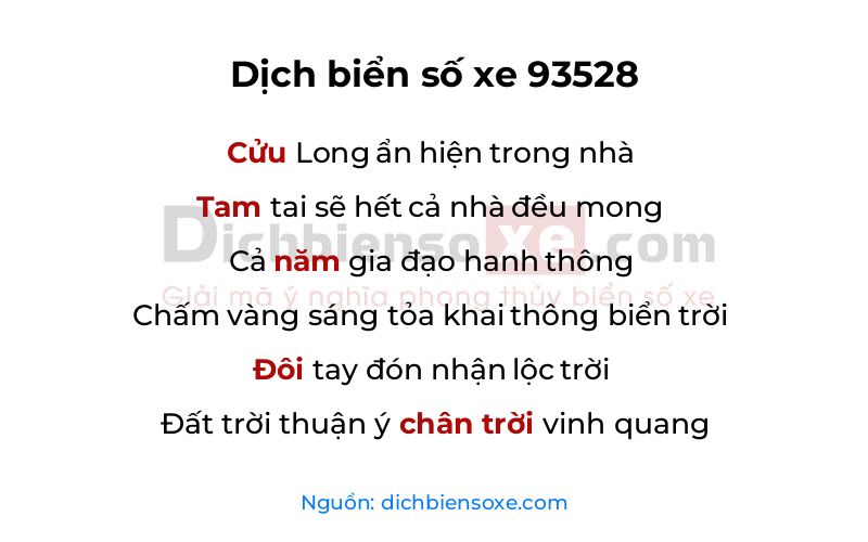 Dịch thơ biển số 93528