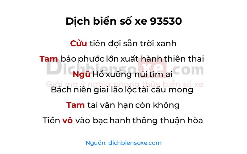 Dịch thơ biển số 93530