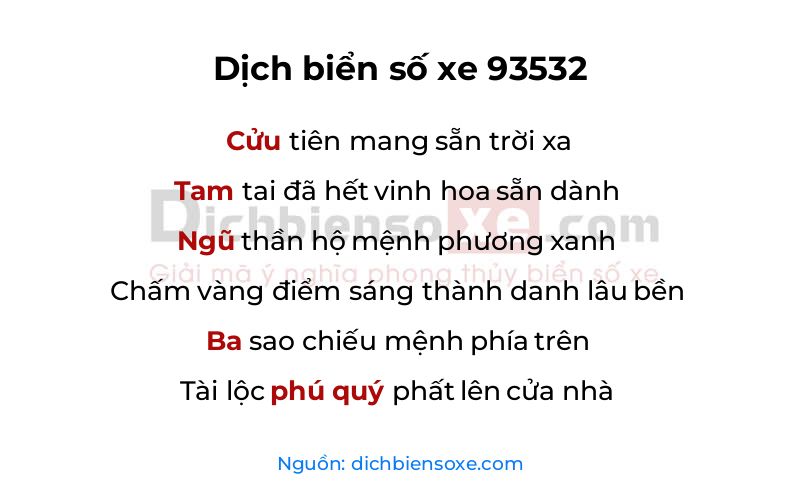 Dịch thơ biển số 93532