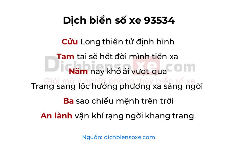 Dịch thơ biển số 93534