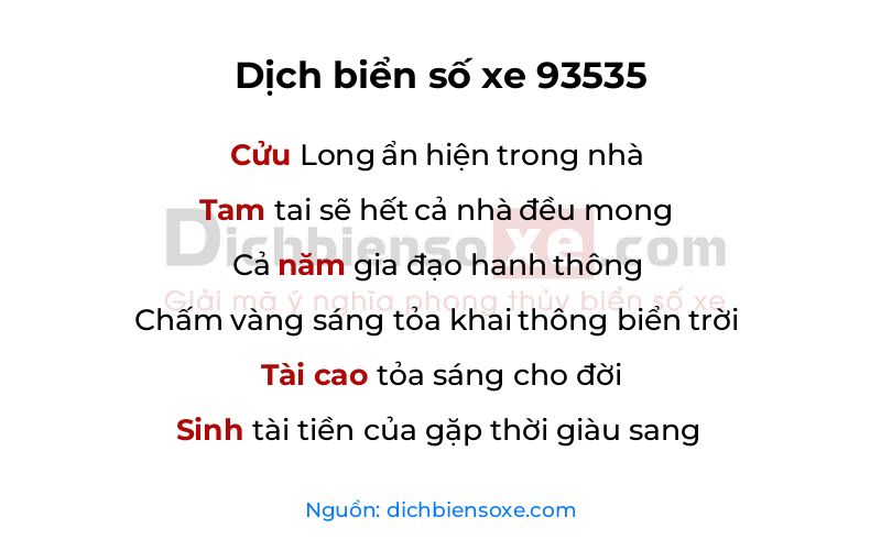Dịch thơ biển số 93535