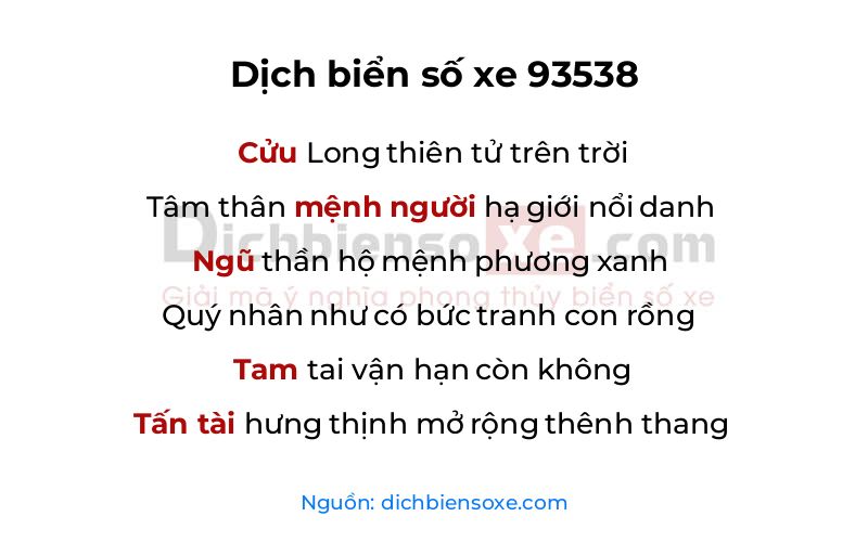 Dịch thơ biển số 93538