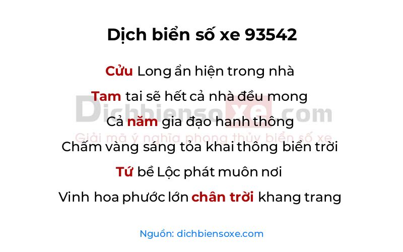 Dịch thơ biển số 93542