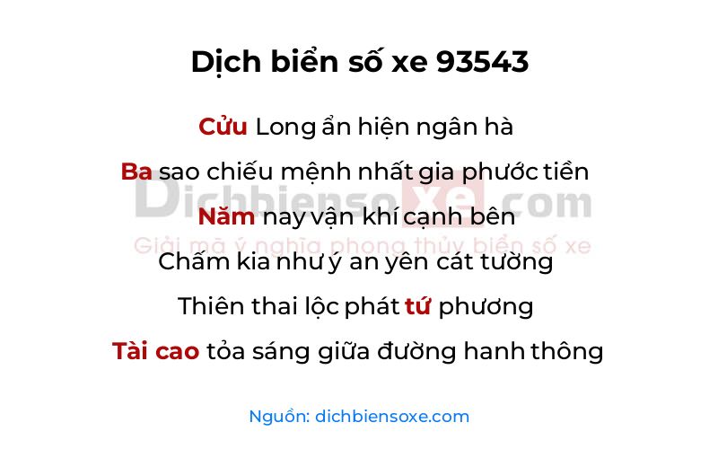 Dịch thơ biển số 93543