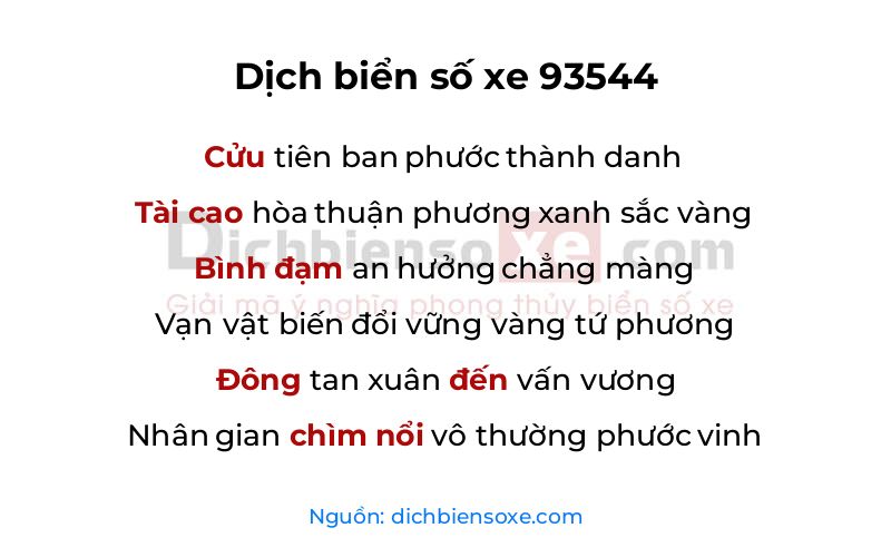 Dịch thơ biển số 93544
