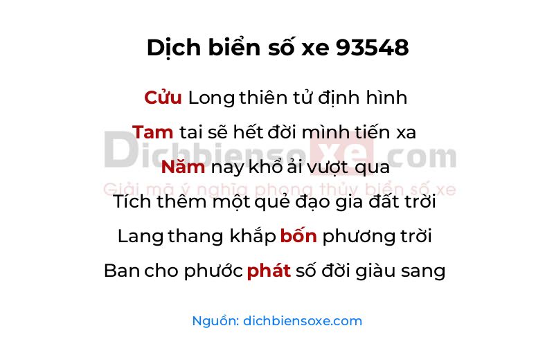 Dịch thơ biển số 93548