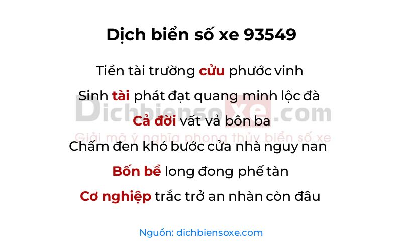 Dịch thơ biển số 93549