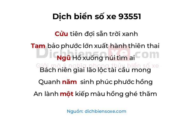Dịch thơ biển số 93551