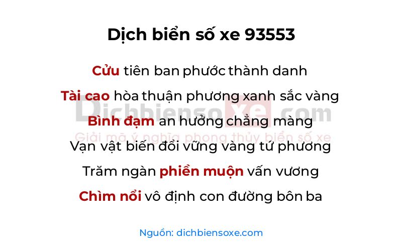 Dịch thơ biển số 93553
