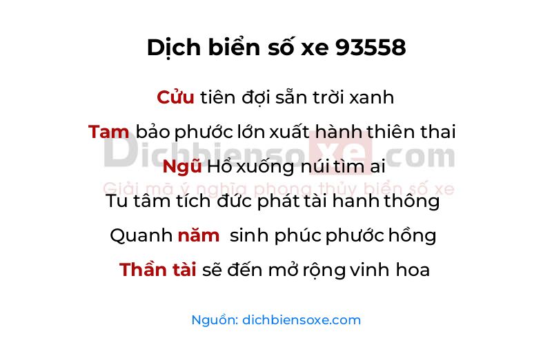 Dịch thơ biển số 93558