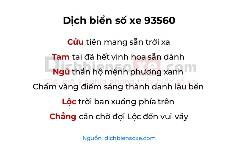 Dịch thơ biển số 93560