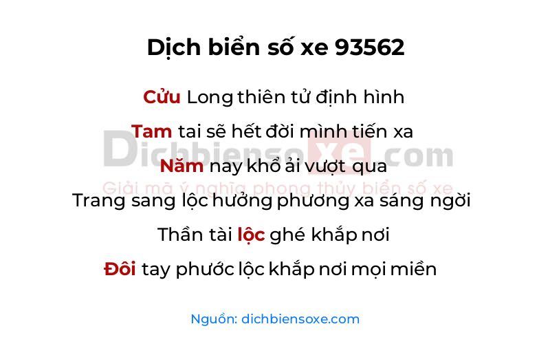 Dịch thơ biển số 93562