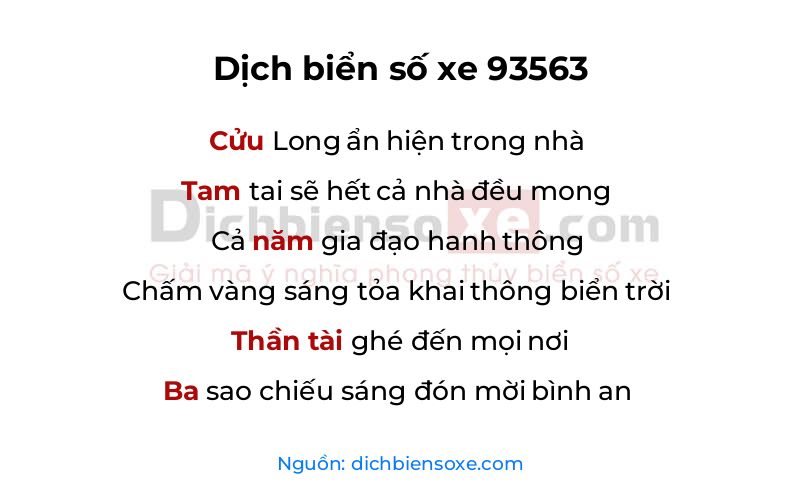 Dịch thơ biển số 93563