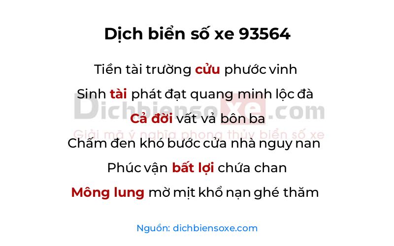 Dịch thơ biển số 93564