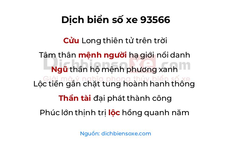 Dịch thơ biển số 93566