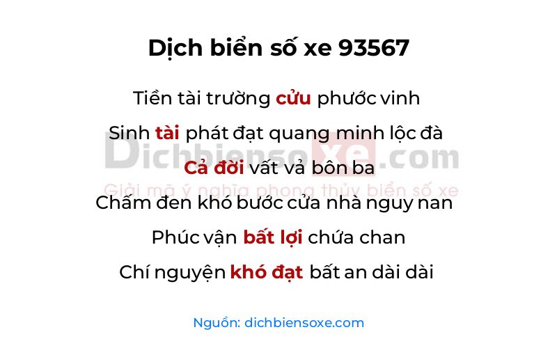 Dịch thơ biển số 93567