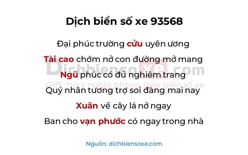 Dịch thơ biển số 93568