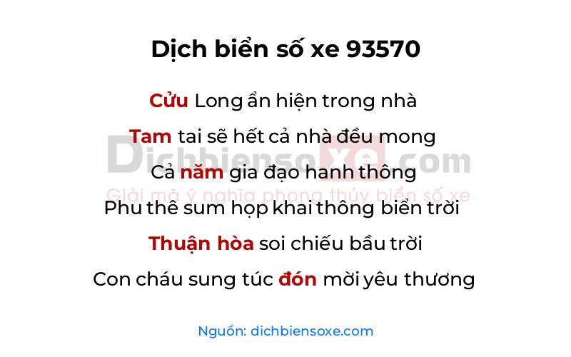 Dịch thơ biển số 93570