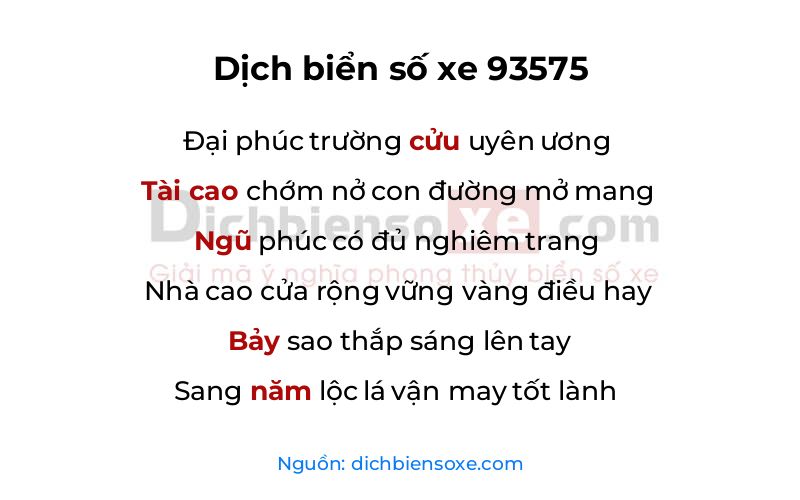 Dịch thơ biển số 93575