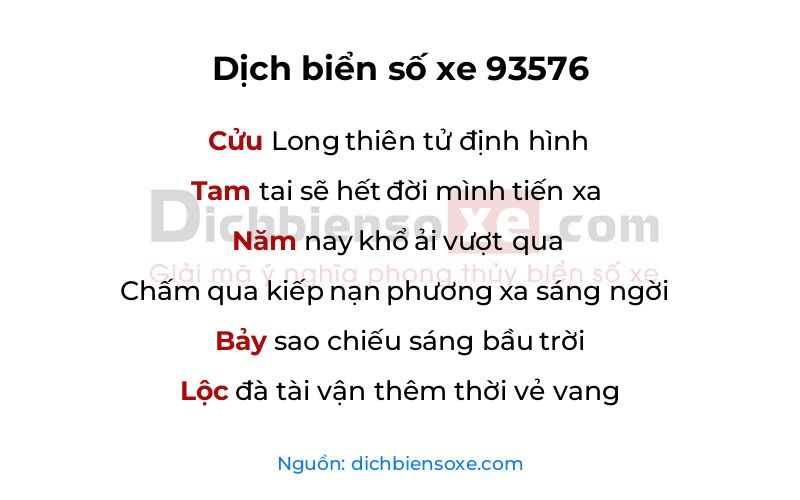 Dịch thơ biển số 93576