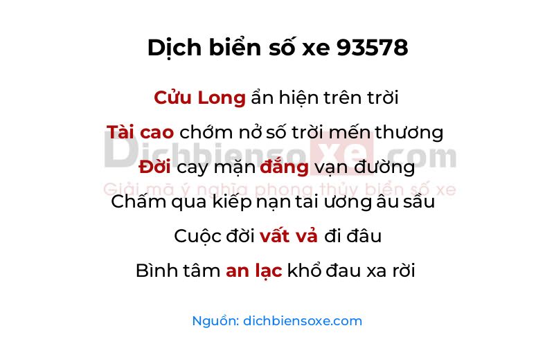 Dịch thơ biển số 93578