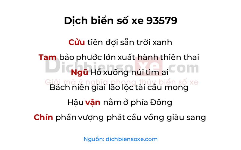 Dịch thơ biển số 93579