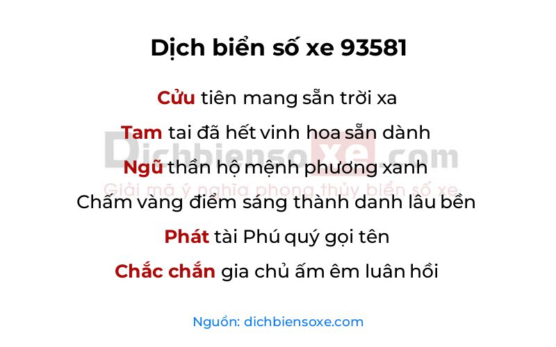 Dịch thơ biển số 93581