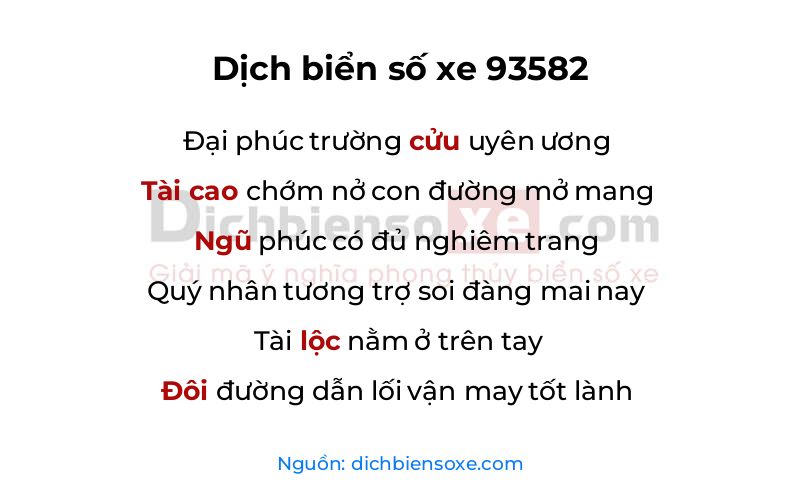 Dịch thơ biển số 93582