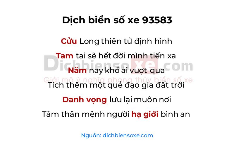 Dịch thơ biển số 93583