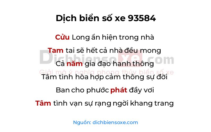 Dịch thơ biển số 93584