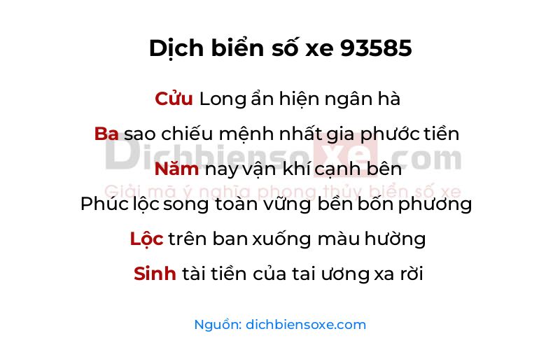 Dịch thơ biển số 93585