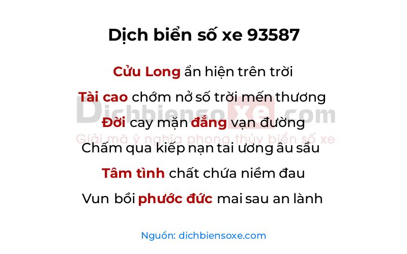 Dịch thơ biển số 93587