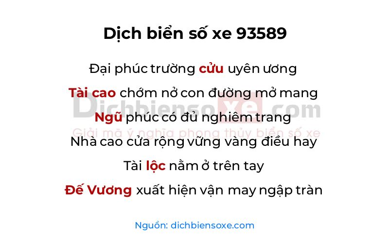 Dịch thơ biển số 93589