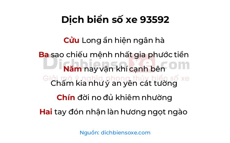 Dịch thơ biển số 93592