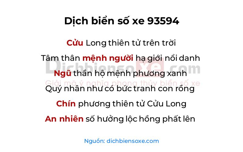 Dịch thơ biển số 93594