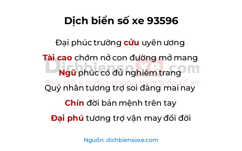 Dịch thơ biển số 93596