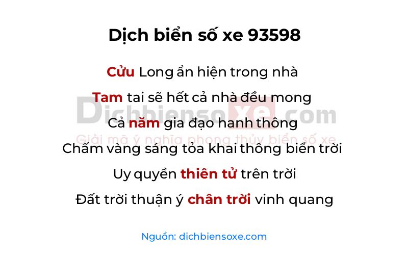 Dịch thơ biển số 93598