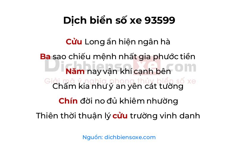 Dịch thơ biển số 93599