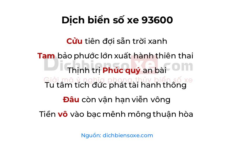 Dịch thơ biển số 93600