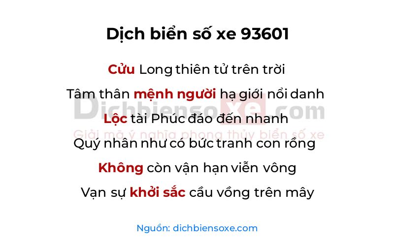 Dịch thơ biển số 93601
