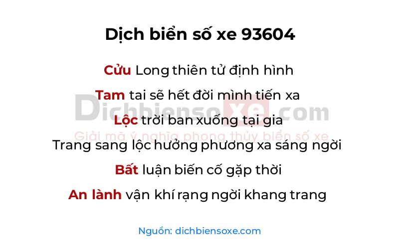 Dịch thơ biển số 93604