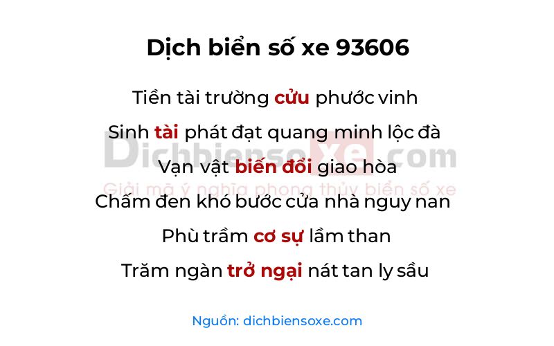 Dịch thơ biển số 93606