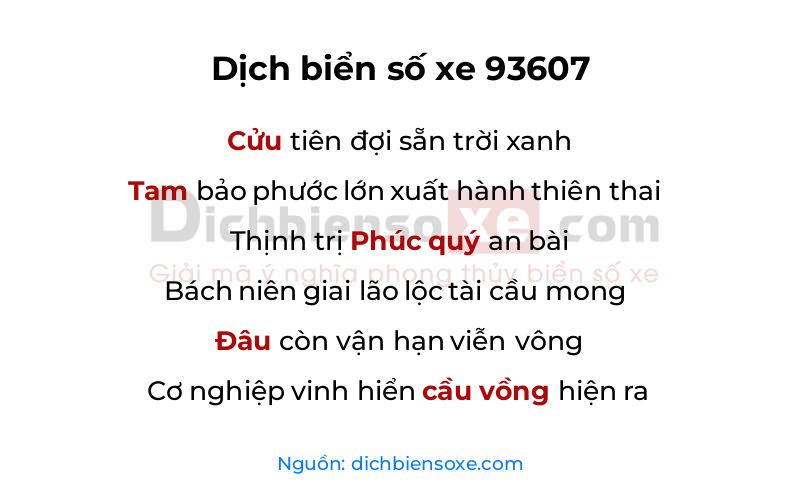 Dịch thơ biển số 93607