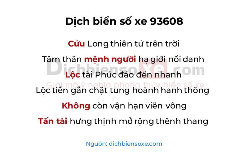 Dịch thơ biển số 93608