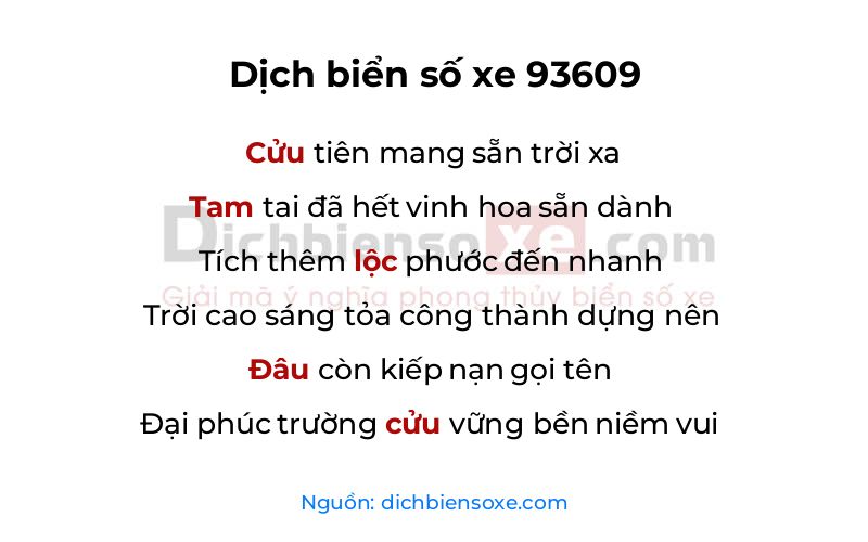 Dịch thơ biển số 93609