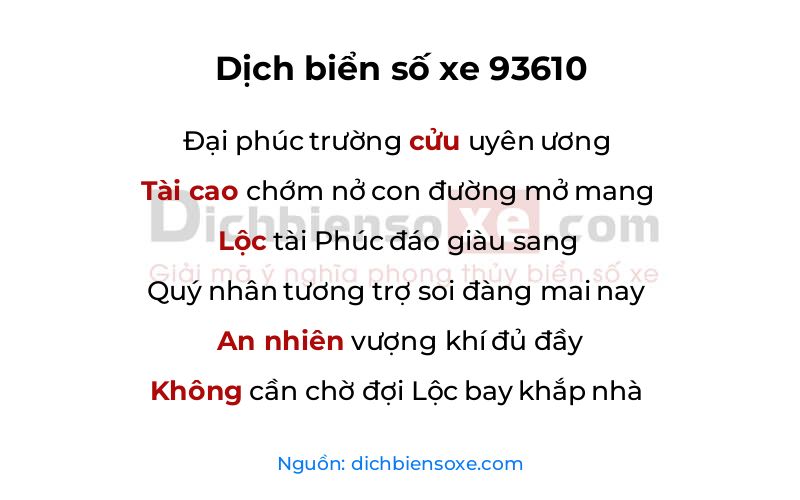 Dịch thơ biển số 93610