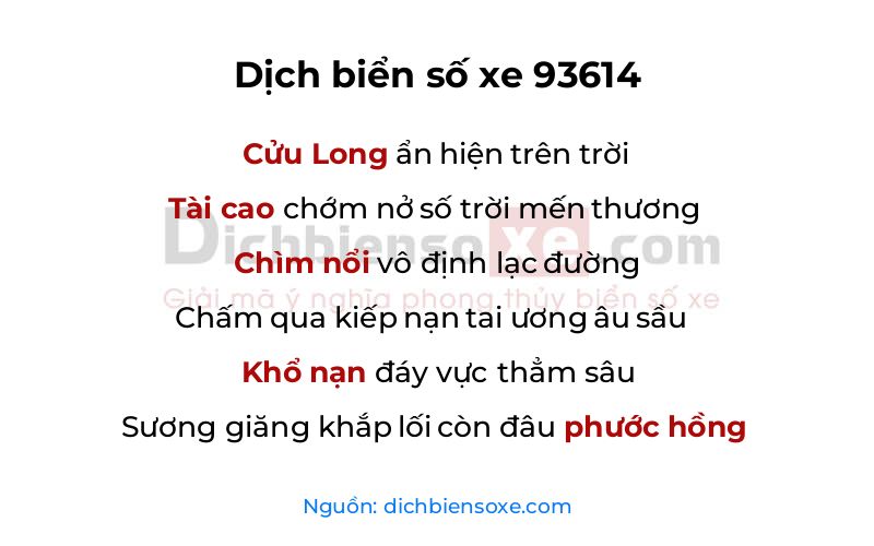 Dịch thơ biển số 93614
