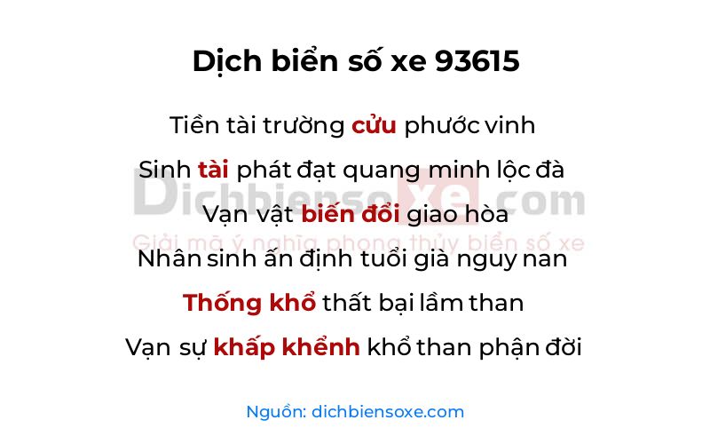 Dịch thơ biển số 93615