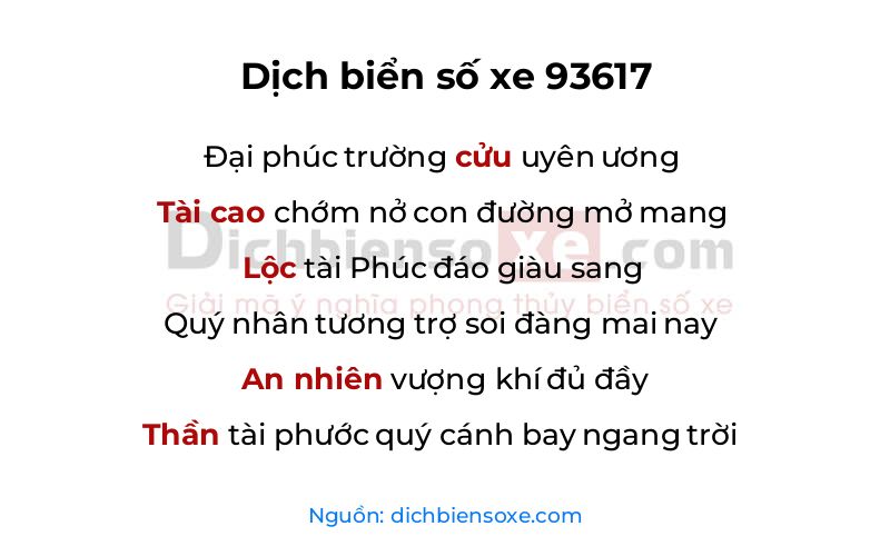 Dịch thơ biển số 93617