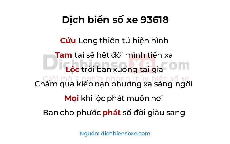 Dịch thơ biển số 93618